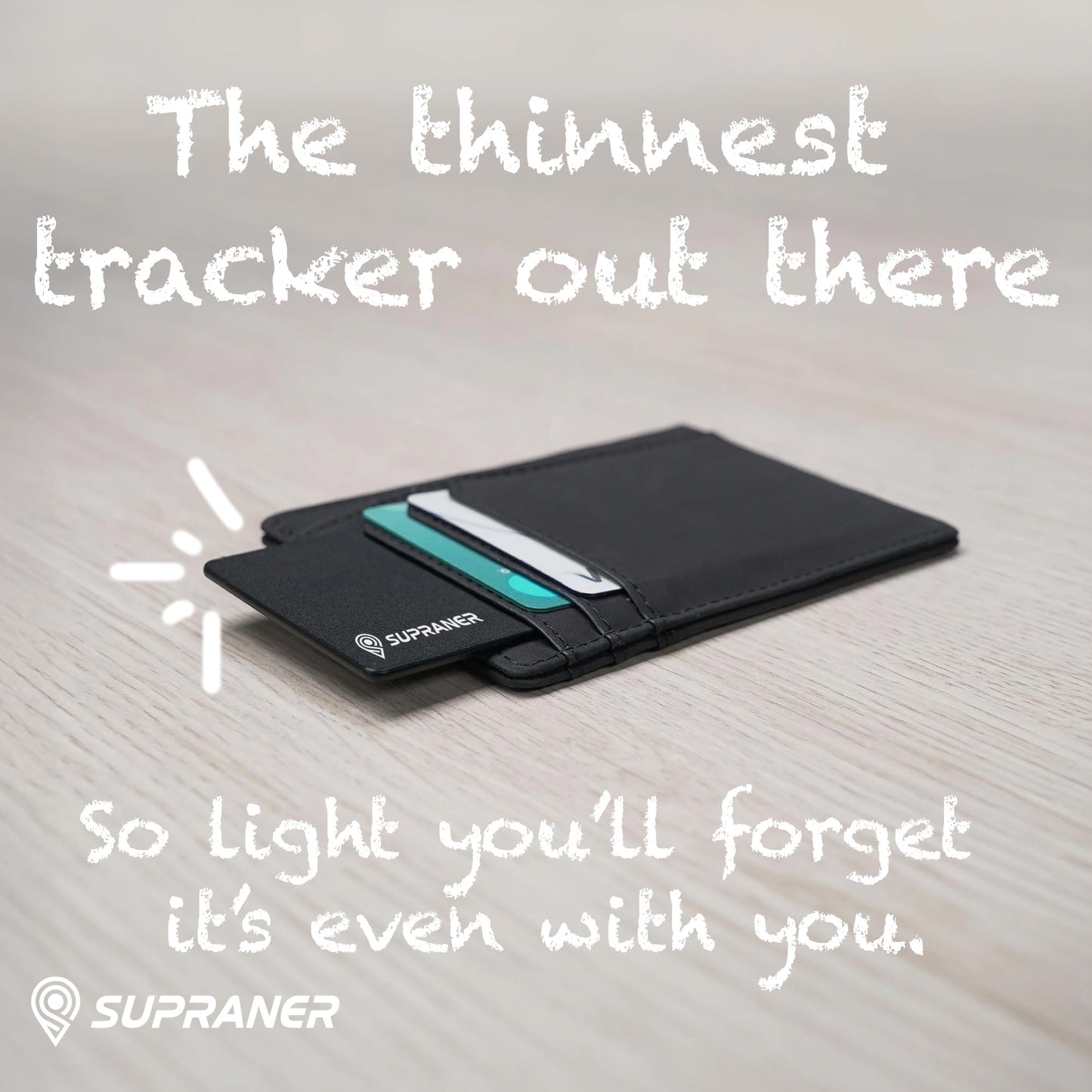 Tarjeta localizadora ultrafina recargable compatible con Apple Find My (iOS) y Google Find My Device (Android)