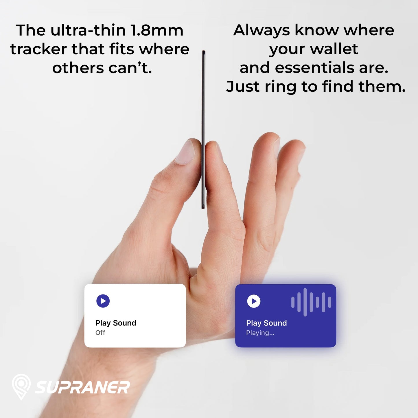 Tarjeta localizadora ultrafina recargable compatible con Apple Find My (iOS) y Google Find My Device (Android)