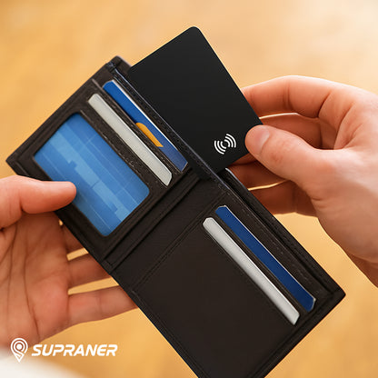 Tarjeta localizadora ultrafina recargable compatible con Apple Find My (iOS) y Google Find My Device (Android)