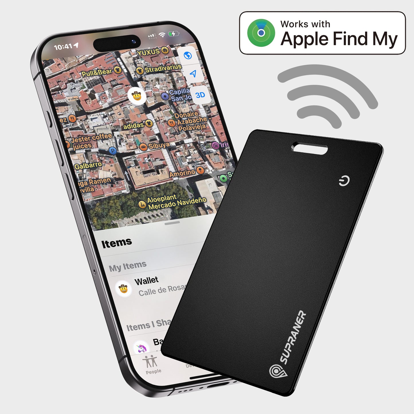 Tarjeta de Rastreo Ultra-fina y Recargable para Apple Find My (iOS)