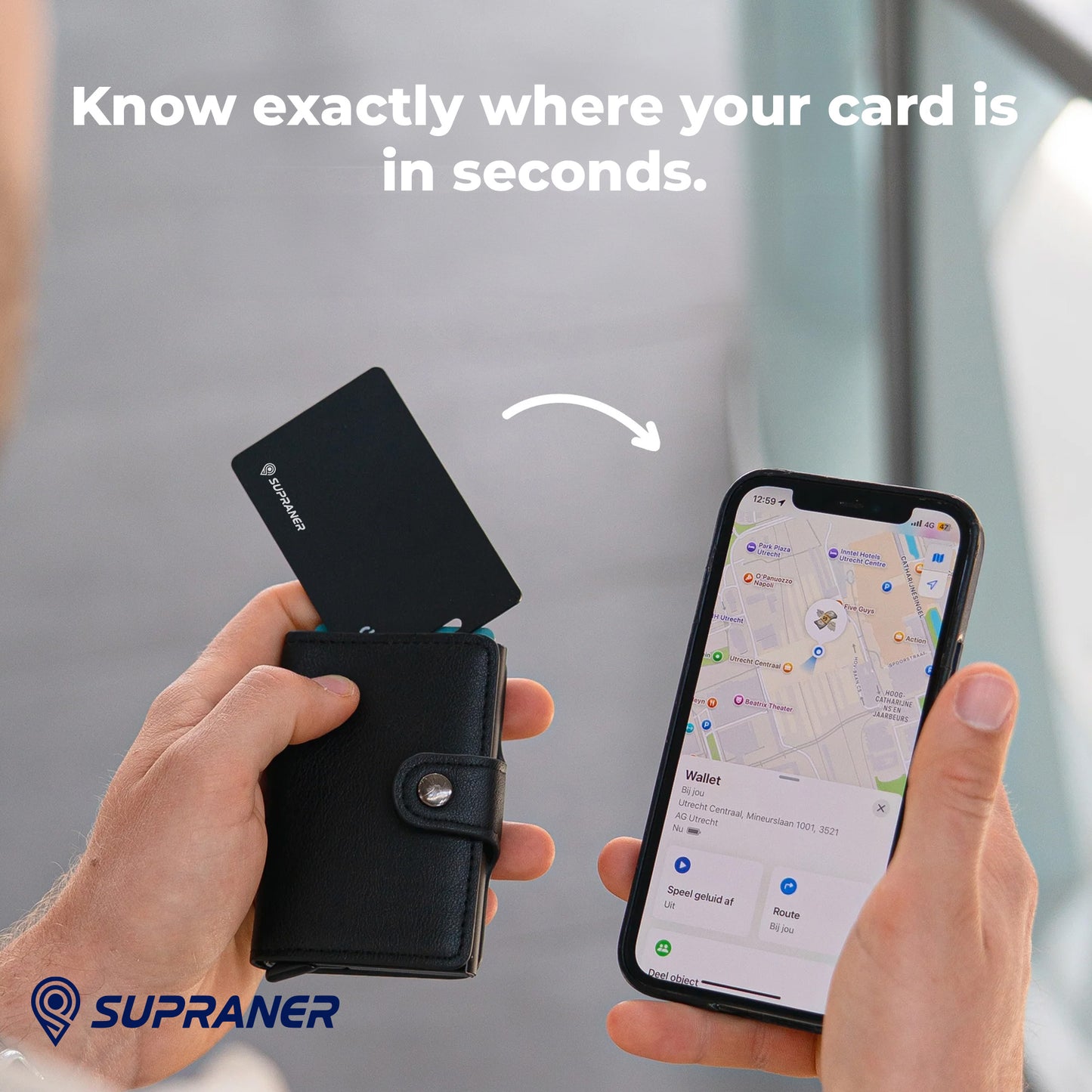 Ultra-thin Rechargeable Tracking Card for Apple Find My or Android Find My Device