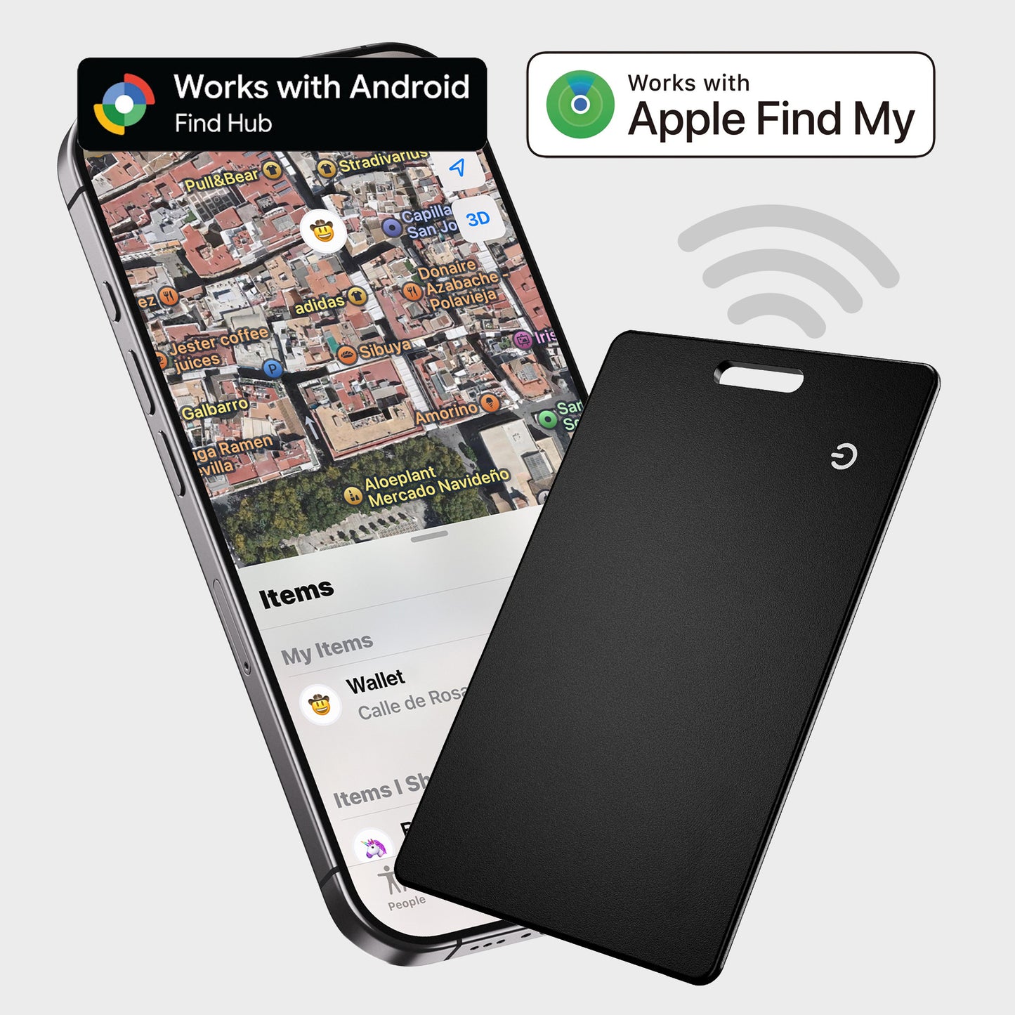 Ultra-thin Rechargeable Tracking Card for Apple Find My or Android Find My Device